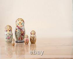 Nested dolls silver and red Empress, Russian nesting dolls, Matryoshka