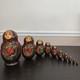Nesting Doll 10 Piece Set Fairy Tale 9 Tall Signed Russian 1995 Red & Black Vtg