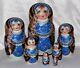 Nesting Doll 7 Piece Matryoshka Russian Babushka Wooden Hand Painted Blue