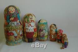 Nesting Doll, Handpainted Matryoshka (babushka doll) 10pcs. Russian bazaar