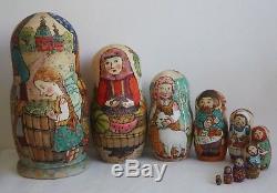 Nesting Doll, Handpainted Matryoshka (babushka doll) 10pcs. Russian bazaar