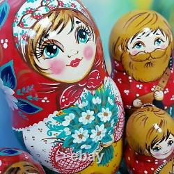 Nesting Doll Russian Matryoshka Red Wooden Traditional Classic Suzdal Set 7 Pcs