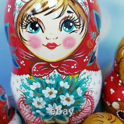 Nesting Doll Russian Matryoshka Red Wooden Traditional Classic Suzdal Set 7 Pcs