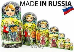 Nesting Doll Russian Village Hand Painted in Russia Big Size Wooden Gift
