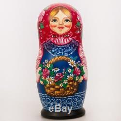 Nesting Doll Wooden Matrioshka Russian Doll Hand Painted Basket with Berries