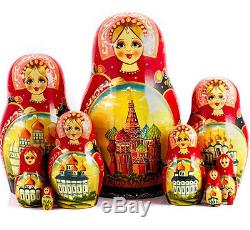 Nesting Doll Wooden Matrioshka Russian Doll Hand Painted Moscow 10 pcs