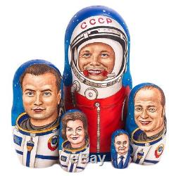 Nesting Doll Wooden Matryoshka Russian Doll Hand Painted Gagarin Astronaut