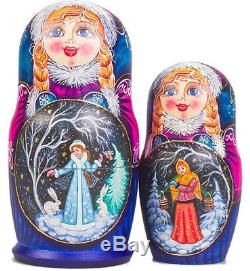 Nesting Doll Wooden Matryoshka Russian Doll Hand Painted Snowmaiden