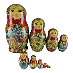 Nesting Dolls 10.5 10 Piece, Arabian Fairytale Hand Made Russian Matryoshka
