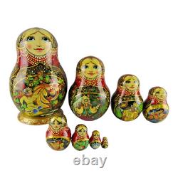 Nesting Dolls 6.6 8 Piece, Tsar Saltan Fire Fairytale Set Russian Matryoshka