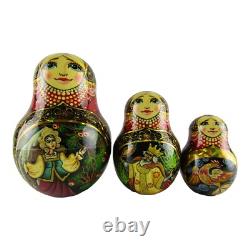 Nesting Dolls 6.6 8 Piece, Tsar Saltan Fire Fairytale Set Russian Matryoshka