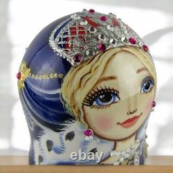 Nesting Dolls 7.8 5 Piece, Blue Empress Jewel Fairytale Set Russian Matryoshka