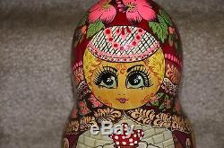 Nesting Dolls Farmer Turnip Tale 10 pcs Russian Matryoshka Stacking Doll Signed