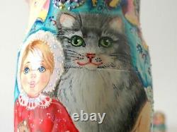 Nesting Dolls Girl with cat Set of 5 (Russian Collection Sacramento) Sale