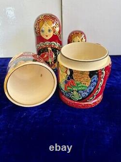 Nesting Dolls Matryoshka Exclusive Signed Artist Wood Gold Paint Limited Doll