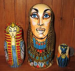 Nesting Dolls Matryoshka Russian 3 GOLD Ancient Egypt Gods Goddesses MATT