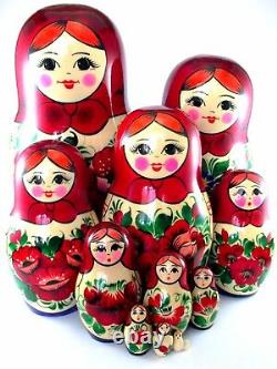 Nesting Dolls Russian Matryoshka Babushka Stacking Wooden Toys New set 12 pcs