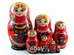 Nesting Dolls Russian Matryoshka Traditional Babushka Stacking New Set 7 pcs 5in
