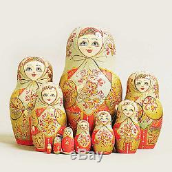Nesting Dolls Russian Wooden Art 10 Piece 115 Matryoshka Handmade
