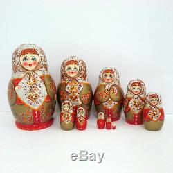 Nesting Dolls Russian Wooden Art 10 Piece 115 Matryoshka Handmade