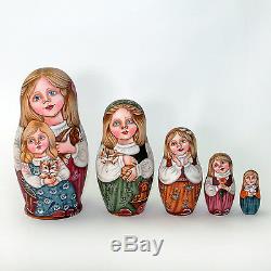 Nesting Dolls Russian Wooden Art 5 Piece 1510 Matryoshka Handmade