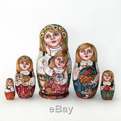 Nesting Dolls Russian Wooden Art 5 Piece 1511 Matryoshka Handmade