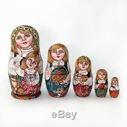Nesting Dolls Russian Wooden Art 5 Piece 1511 Matryoshka Handmade