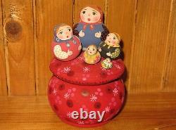Nesting Russian Dolls Matryoshka Babushka WOODEN Box 5 MINIATURE House