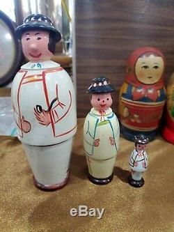 Nesting doll lot of 4 plus pieces 2 USSR 1 POLAND sh 2