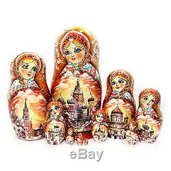 Nesting dolls Moscow sepia. Flowers. Russian matryoshka m289