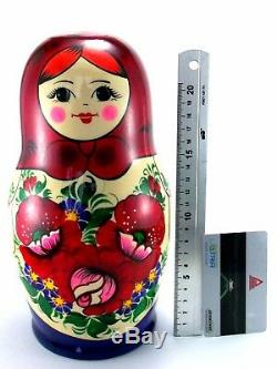 Nesting dolls Russian Matryoshka Babushka Stacking Wooden Toy New set 12 pcs 9in