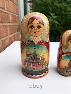 Nesting dolls, Russian doll, Matryoshka doll, Hand painted church Rare Art 7