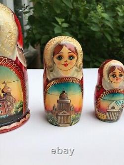 Nesting dolls, Russian doll, Matryoshka doll, Hand painted church Rare Art 7