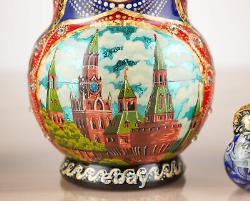 Nesting dolls Russian doll Matryoshka with Moscow views Russia stacking dolls