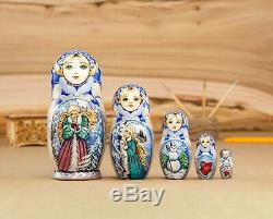 Nesting dolls, Snow maden, Matryoshka doll, Russian dolls blue color