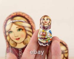 Nesting dolls red Alice in Wonderland fairy tale, Russian matryoshka