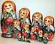 New Nesting Doll Hand Painted Floral Art Set Wood 15 Dolls