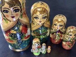 New Price! RARE Sergiev Posad Matryoshka 7 Nesting Dolls 1993 Each Beautiful