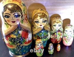 New Price! RARE Sergiev Posad Matryoshka 7 Nesting Dolls 1993 Each Beautiful