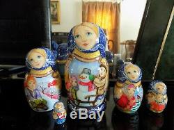 New Russian Nesting Dolls Matryoshka 5 Pc Hand Painted High Gloss