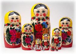 New Semenov Doll 9 pcs 9 Traditional Russian Nesting Dolls Babushka