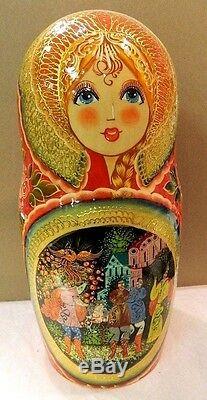 New Very Large 30 Pcs Nest Russian Nesting Doll Fairytales Very Unique