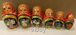 New Very Large 30 Pcs Nest Russian Nesting Doll Fairytales Very Unique
