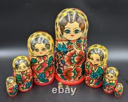 Nice Large 11 Vintage Matryoshka Russian Nesting Dolls 10 Piece Set