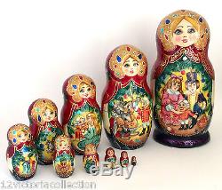 Nutcracker Unique Russian Hand Carved Hand Painted Nesting DOLL 10 piece Set