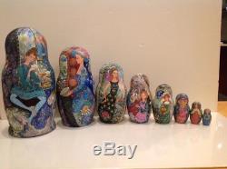 OOAK RUSSIAN 8 pcs NESTING DOLL THIS IS NOT A GOOD WINE E&S GORYACHAYA 1996
