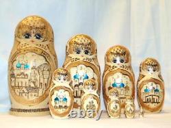 Old Matryoshka RUSSIAN NESTING DOLLS, Pyrography, Ceprueb Nocag, Sergiev Posad