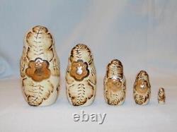 Old Matryoshka RUSSIAN NESTING DOLLS, Pyrography, Ceprueb Nocag, Sergiev Posad