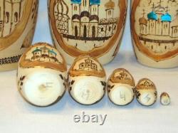 Old Matryoshka RUSSIAN NESTING DOLLS, Pyrography, Ceprueb Nocag, Sergiev Posad