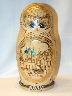 Old Matryoshka RUSSIAN NESTING DOLLS, Pyrography, Ceprueb Nocag, Sergiev Posad